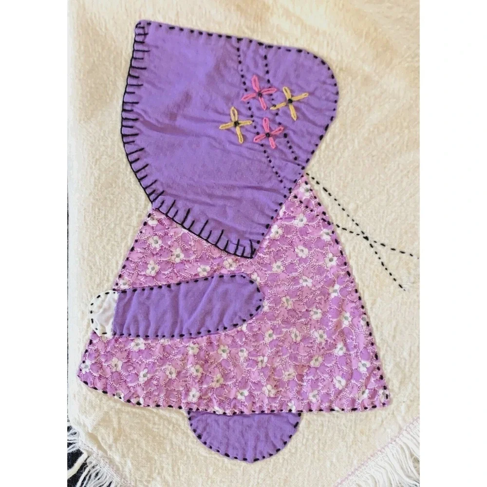 3 Flour Sack 1930's Cotton Tea Towels Sunbonnet Sue Embroidery & Appliqued 32